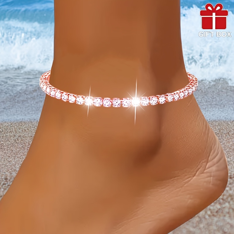 Adjustable Women's Golden Metal Ankle Bracelet Set, Summer Gift